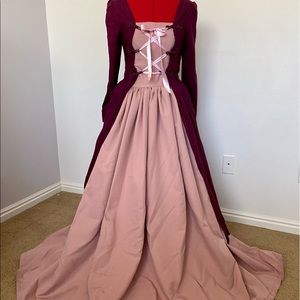 Handmade Masquerade Ballgown Costume. Pink and purple/ Lace-up